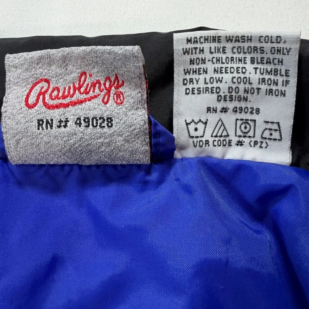 Rawlings Vintage Windbreaker Mens Large Blue Water Repellent Lined Full Zip L